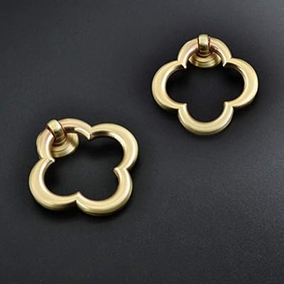 mou 2 对金色拉手,抽屉把手,壁橱把手,时尚金铜手柄,吉祥花朵图案